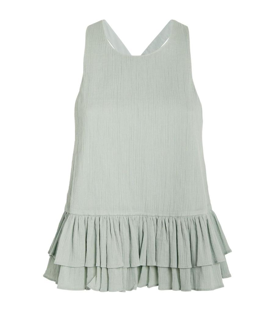 Claudie Pierlot Sleeveless Ruffle-Trim Top