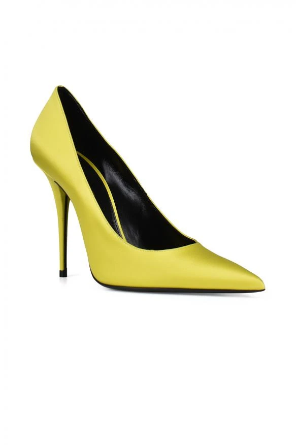 Yves Saint Laurent Luxury women's shoes marilyn saint laurent yellow satin pumps 2