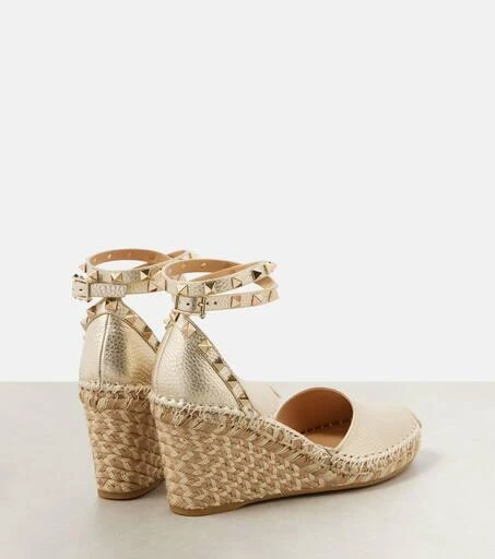 Valentino Rockstud metallic leather espadrille wedges 3