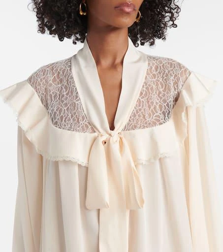 Stella McCartney Bow-detail lace-trimmed silk blouse 4