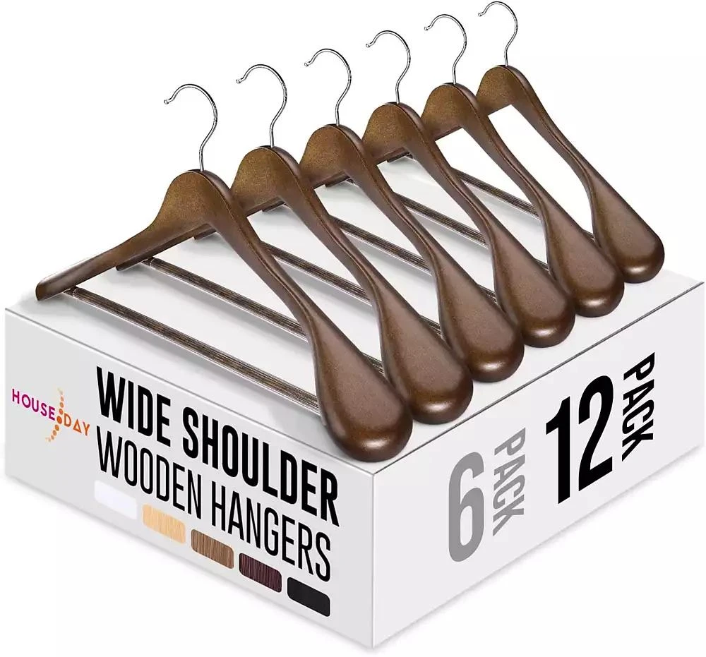 HOUSE DAY Wide Shoulder Suit Wooden Hangers 1