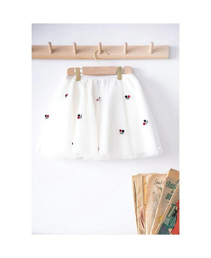 Tartine et Chocolat Girls' Hand Embroidered Floral Tutu Skirt - Little Kid, Big Kid