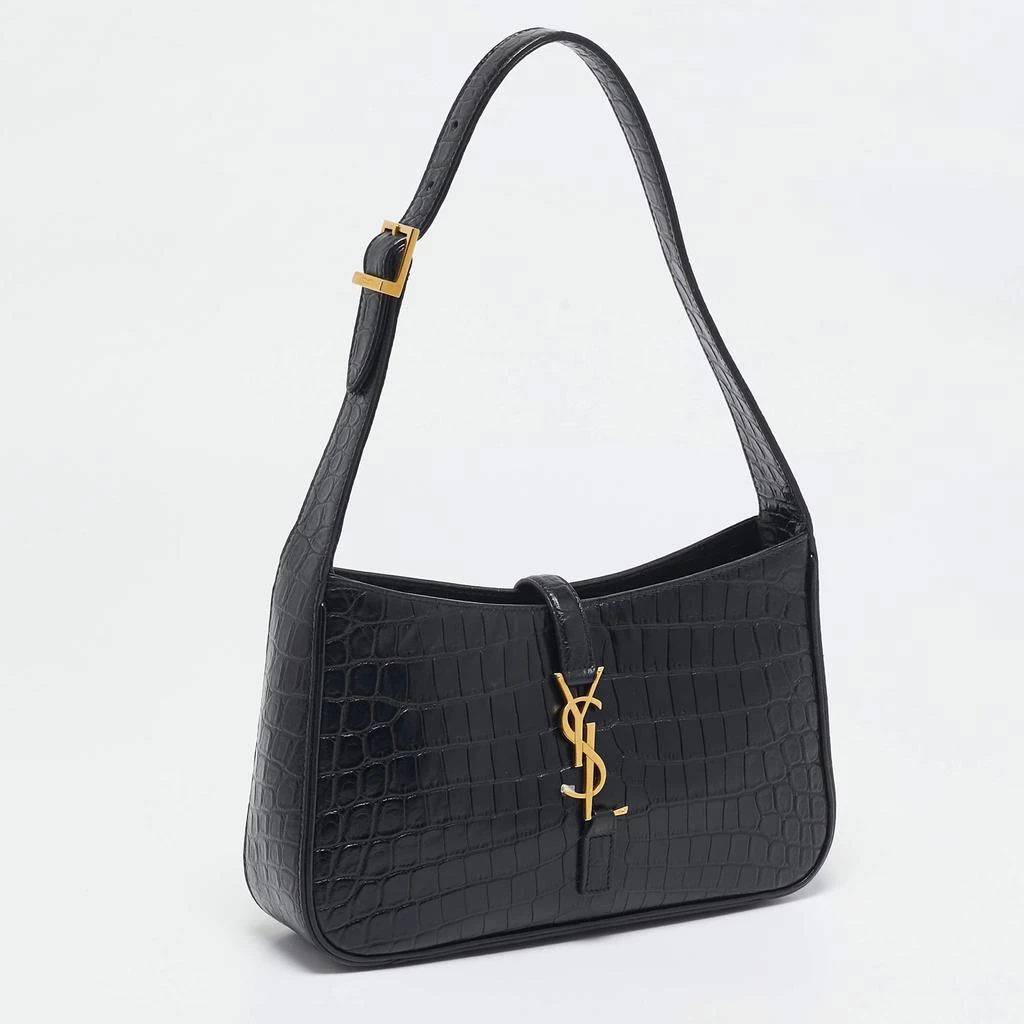 Yves Saint Laurent Saint Laurent Black Croc Embossed Leather LE 5 À 7 Shoulder Bag 3