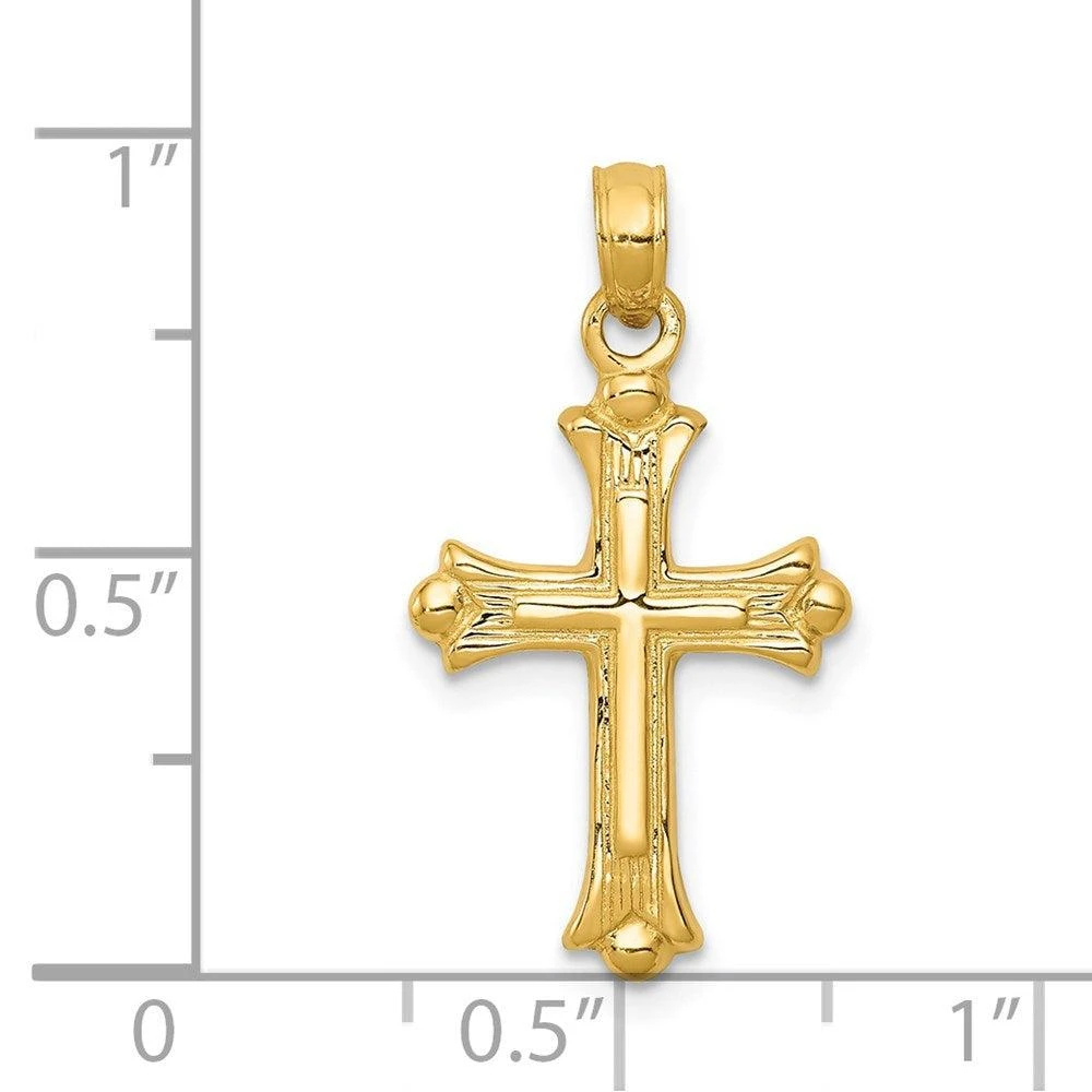Diamond2Deal 14k Yellow Gold Budded Cross Charm 3