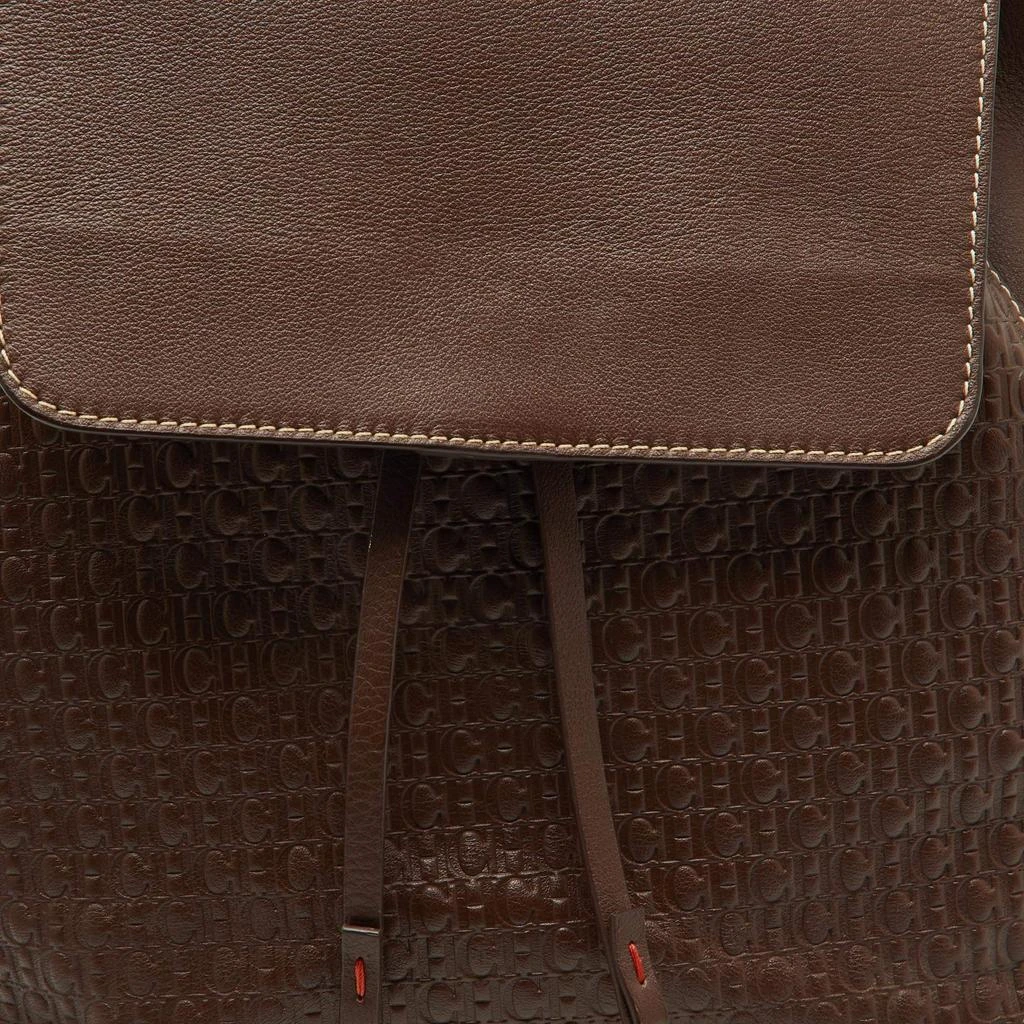 CH Carolina Herrera CH Carolina Herrera Brown Monogram Embossed Leather Flap Backpack 5