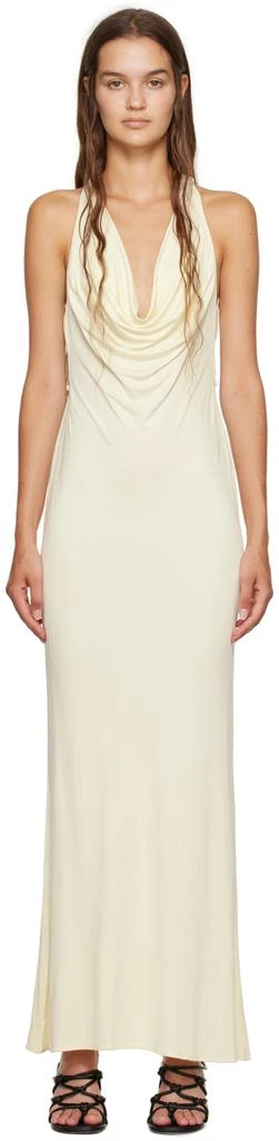 Mirror Palais Off-White Cowl Neck Maxi Dress 1