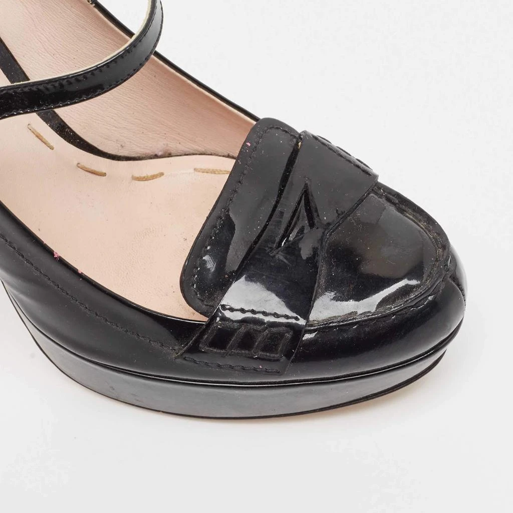 Miu Miu Miu Miu Black Patent Leather Platform Mary Jane Loafer Pumps Size 40 8