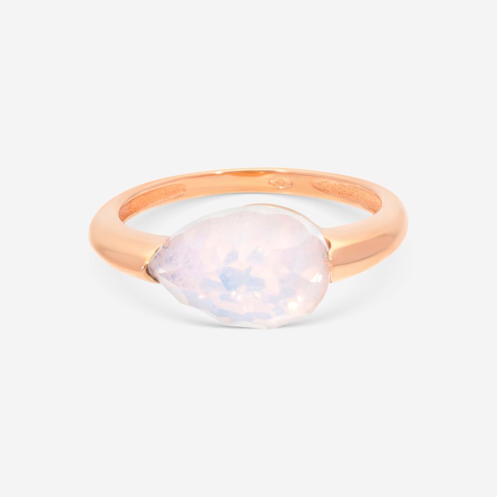 SuperOro SuperOro Soft 18K Rose Gold White Sunflower Quartz Statement Ring SOFT/A10