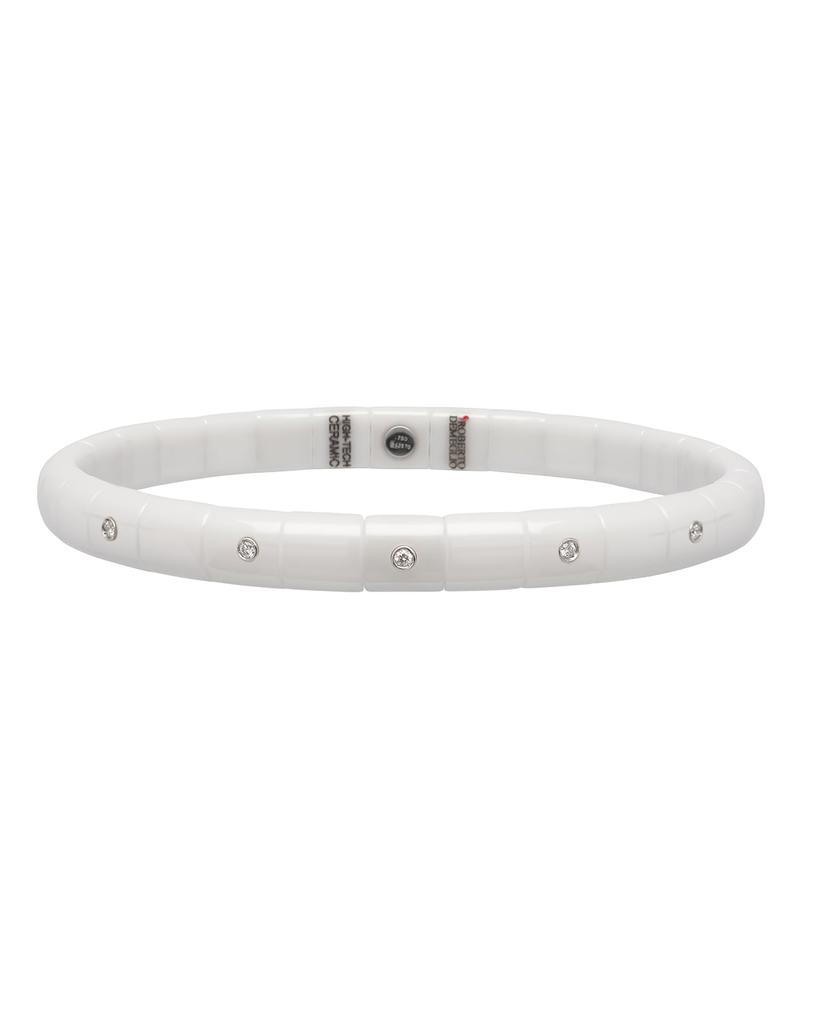 Roberto Demeglio PURA 18k White Gold White Ceramic 5-Diamond Stretch Bracelet