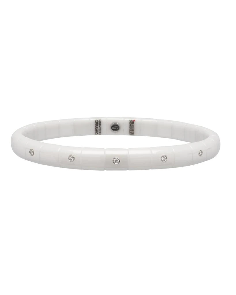 Roberto Demeglio PURA 18k White Gold White Ceramic 5-Diamond Stretch Bracelet 1