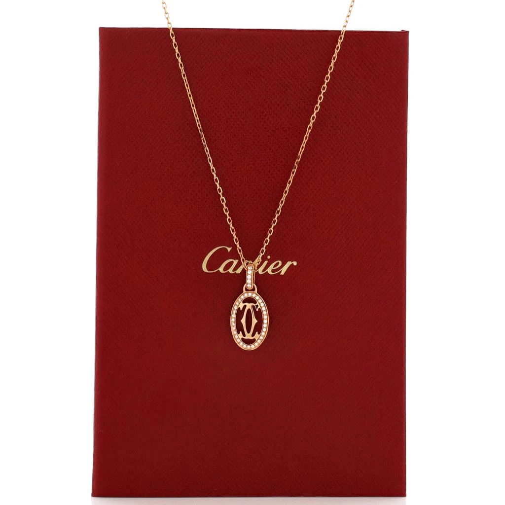 Cartier Double C de  Pendant Necklace 18K Rose Gold and Diamonds 2