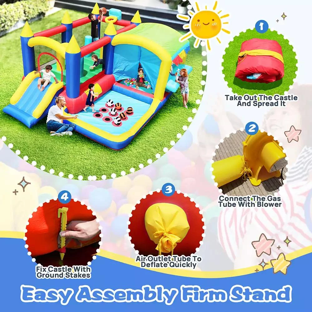 Streamdale Furniture 7-in-1 Inflatable Bouncy House with Ball Pit 8