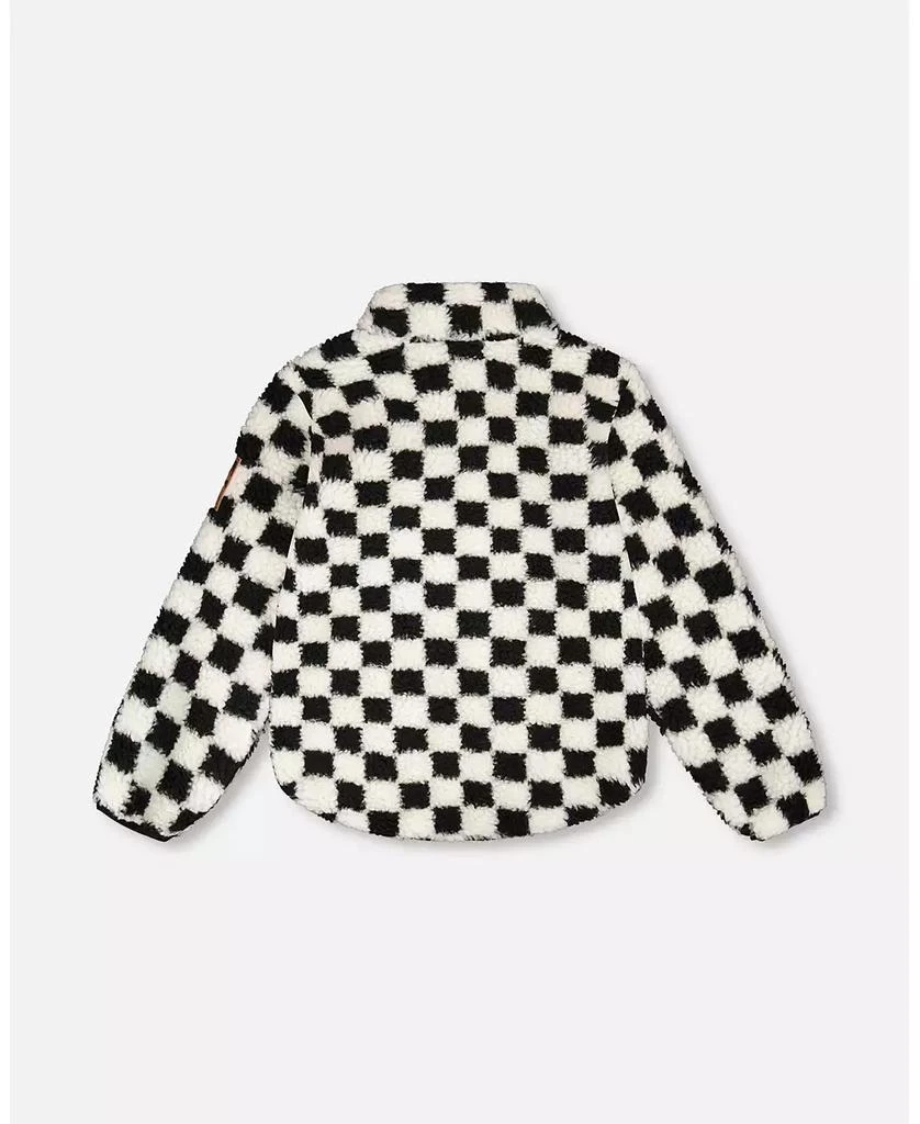 Deux par Deux Toddler Unisex Sherpa Jacket Black Checkerboard 3