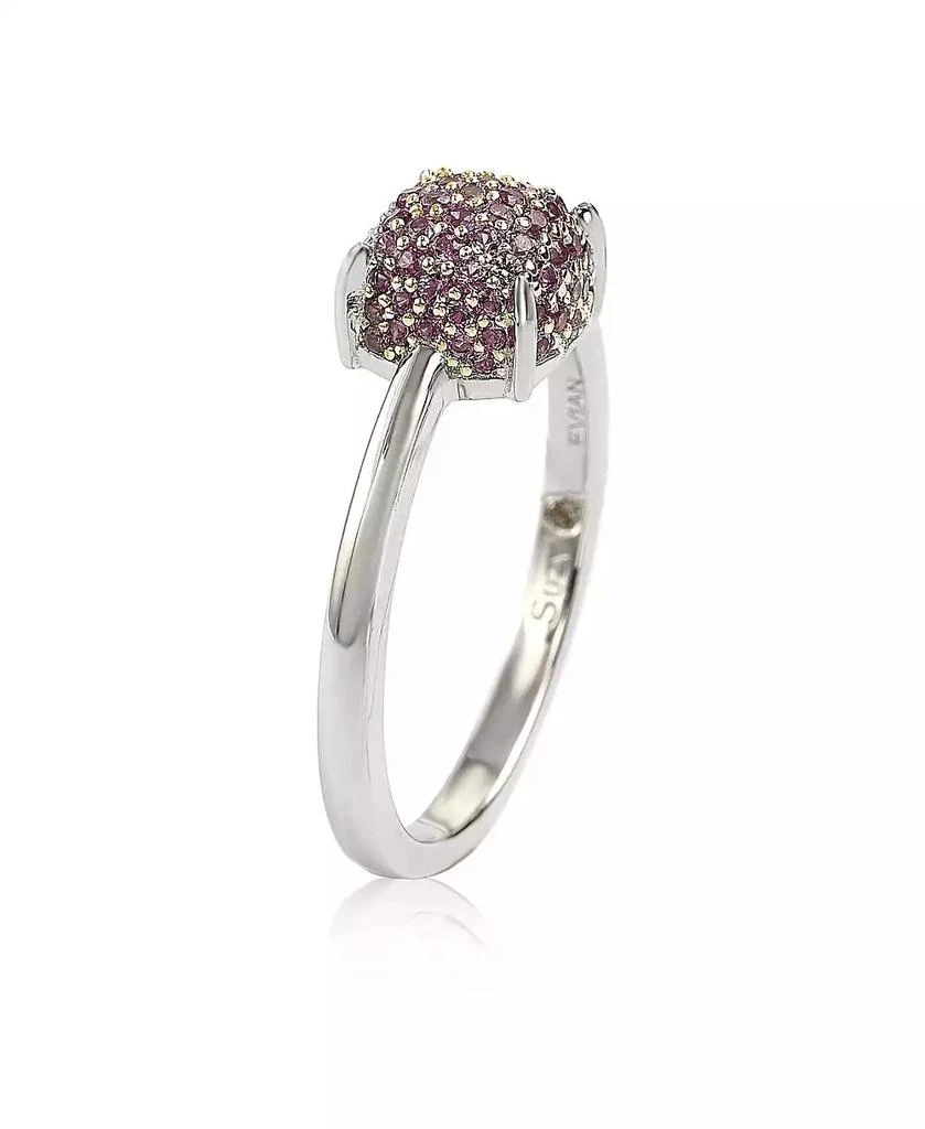 Suzy Levian New York Suzy Levian Sterling Silver Sapphire Pave Puff Solitaire Ring 2