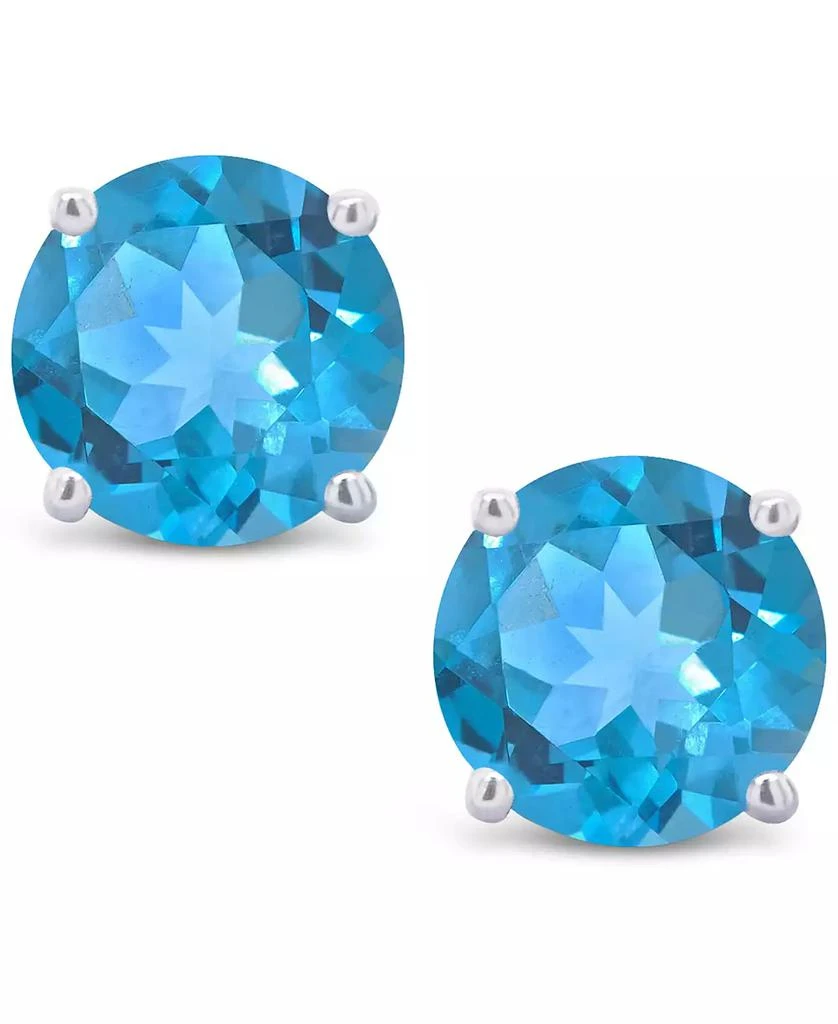 Macy's Swiss Blue Topaz (1-1/8 ct. t.w.) Stud Earrings in 14K White or Yellow Gold 3