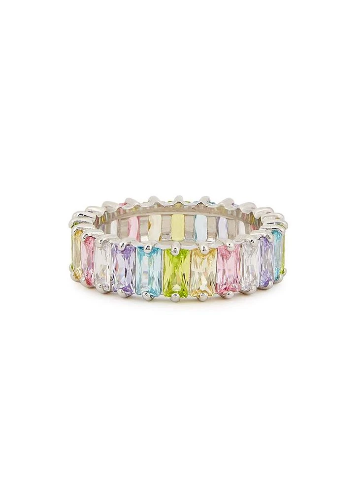 ROSIE FORTESCUE Crystal-embellished white rhodium-plated ring 3