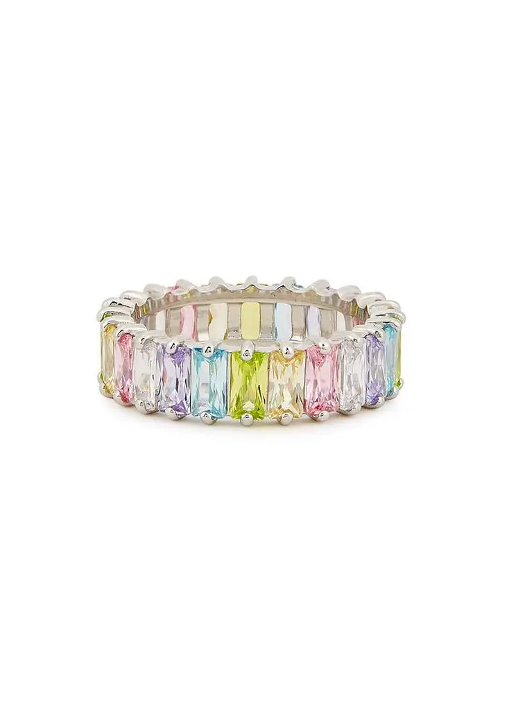 ROSIE FORTESCUE Crystal-embellished white rhodium-plated ring 3