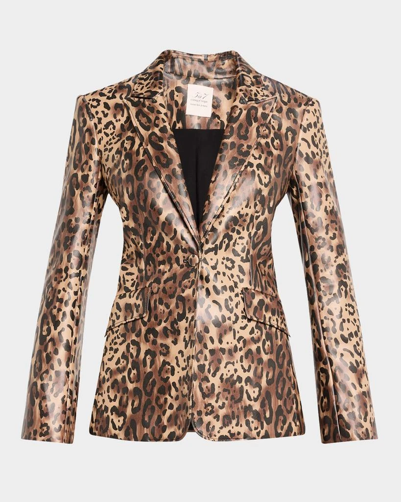 Cinq a Sept Leopard Faux Leather Blazer 1