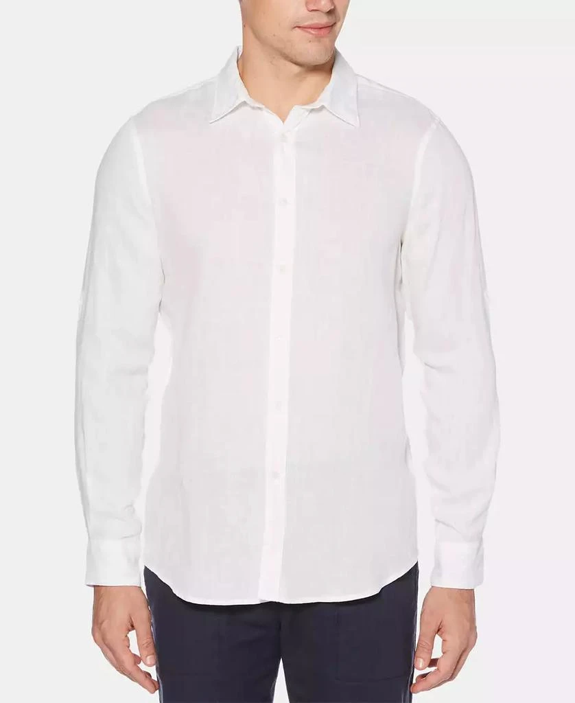 Perry Ellis Men's Solid Linen Roll Sleeve Shirt 3