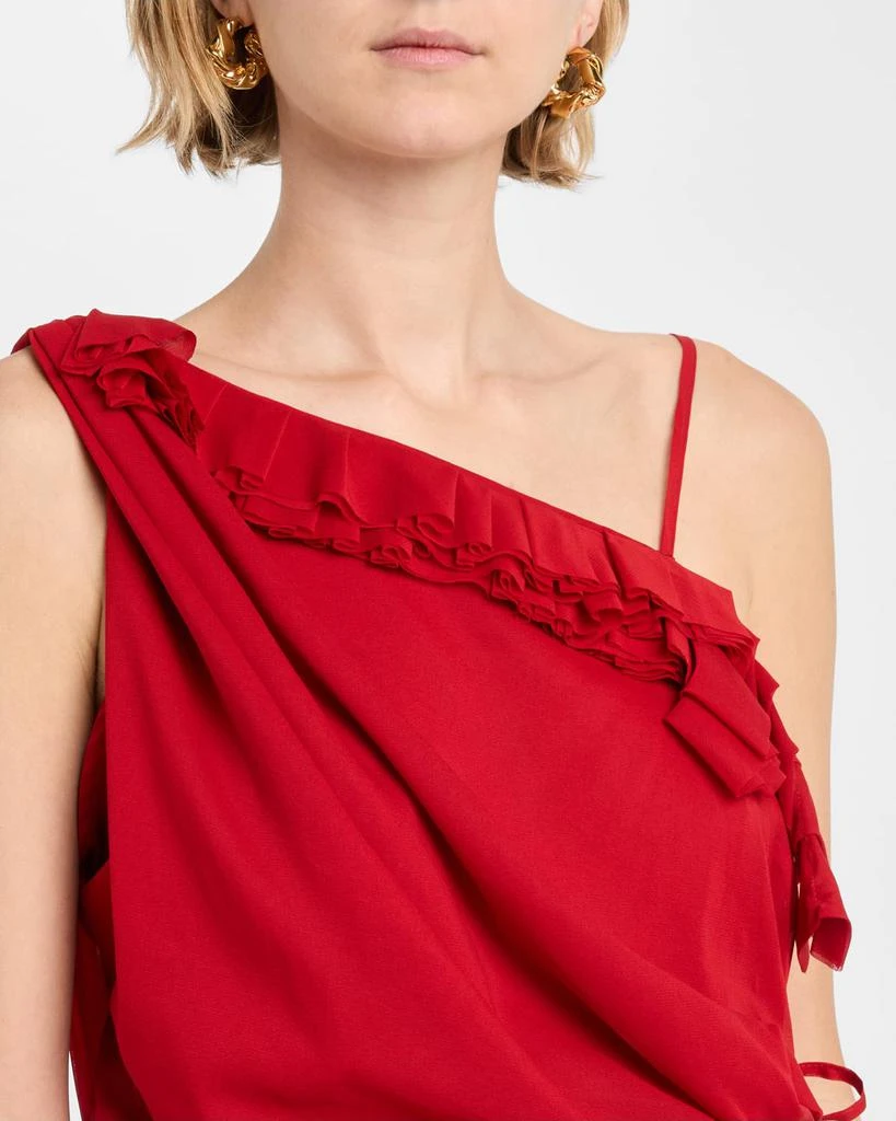 Dries Van Noten Ciska Ruffle One-Shoulder Wrap Shirt 5