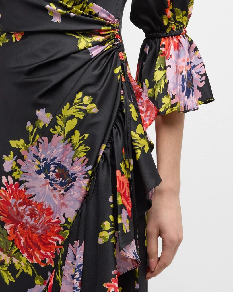 Cinq a Sept Theda Chrysanthemum-Print Faux-Wrap Midi Dress 6