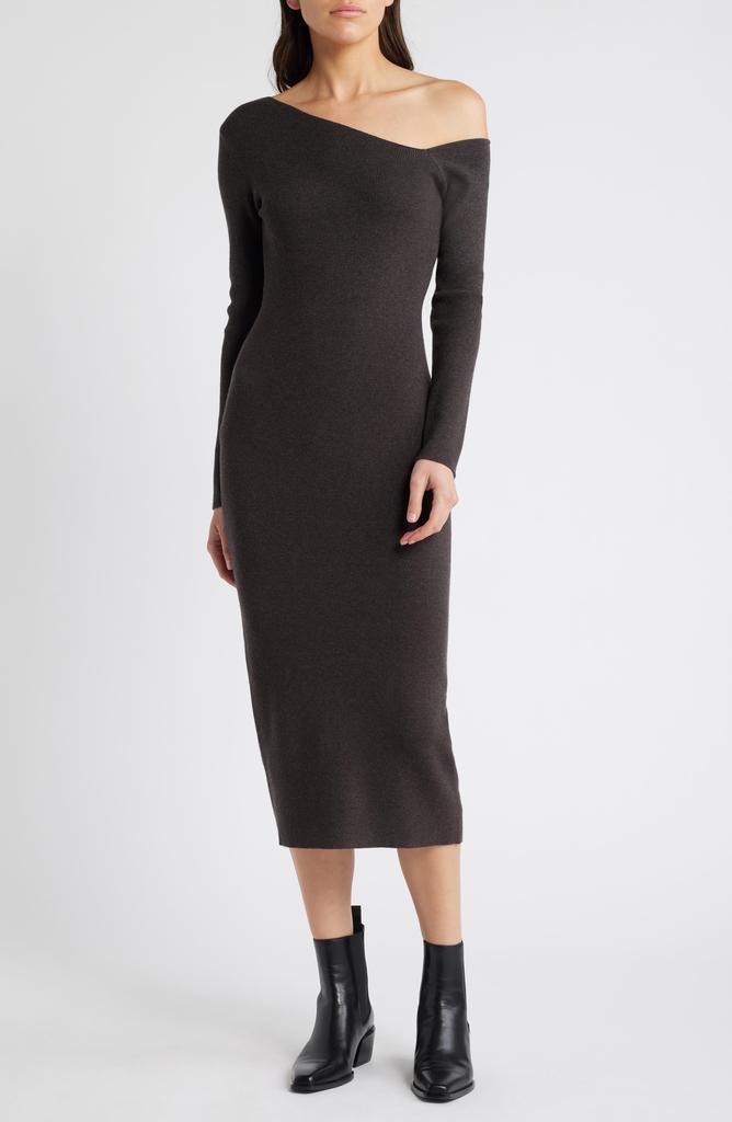 Charles Henry One-Shoulder Long Sleeve Sweater Dress