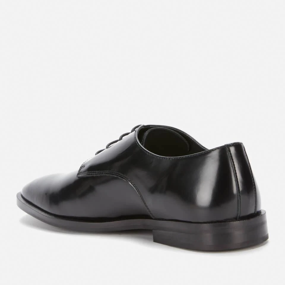 walk-london WALK LONDON MEN'S ALEX LEATHER HI-SHINE LEATHER DERBY SHOES - BLACK 2