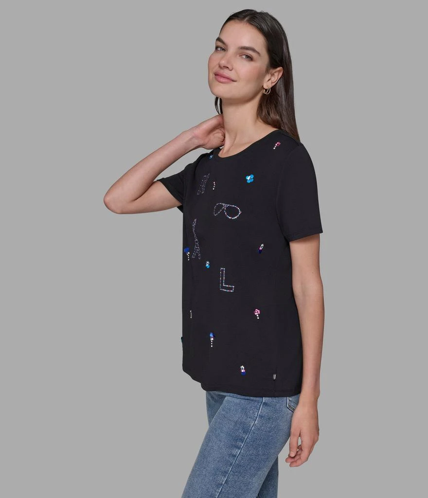 Karl Lagerfeld Paris MULTI COLOR EMBELLISHED TEE 3