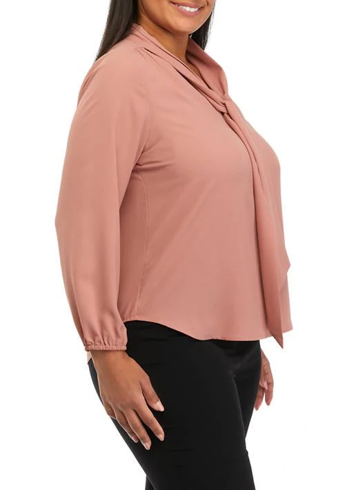 THE LIMITED Limited Plus Size Crepe Long Sleeve Bow Blouse 3
