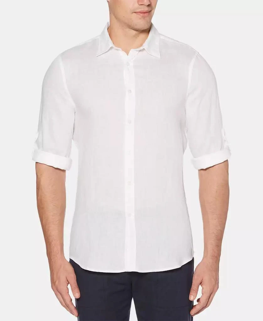 Perry Ellis Men's Solid Linen Roll Sleeve Shirt 1