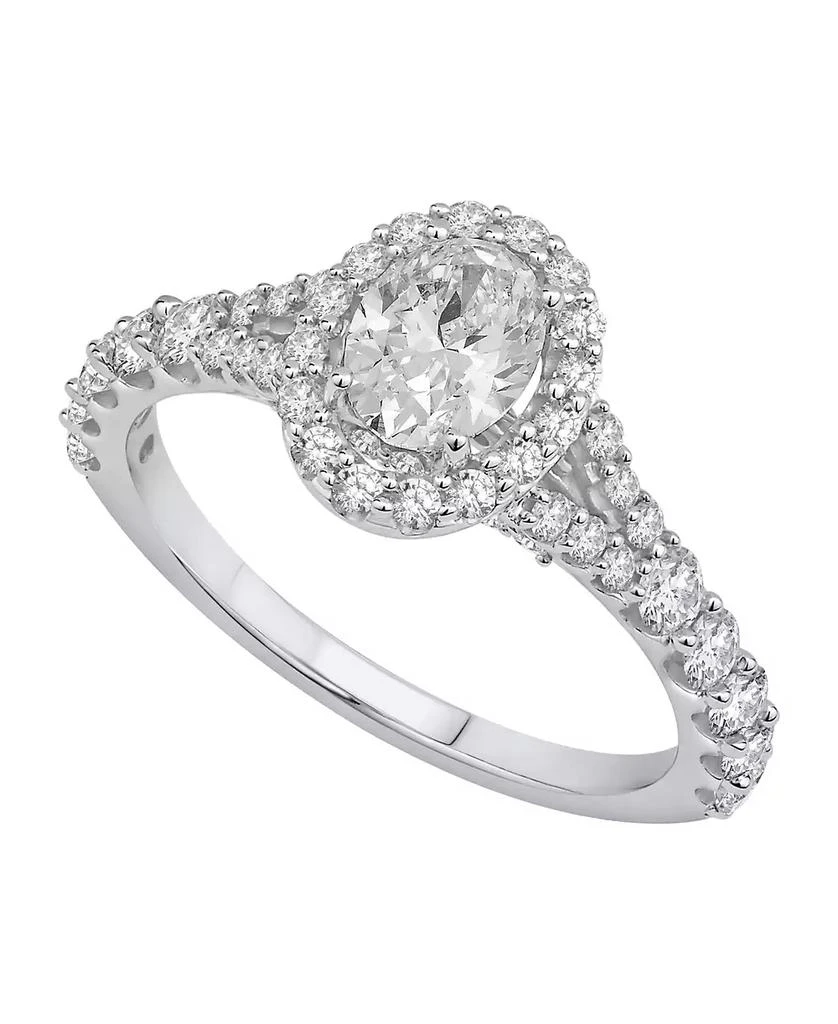 GIA Certified Diamonds Oval Halo Engagement Ring (1-1/2 ct. t.w.) in 14k White Gold