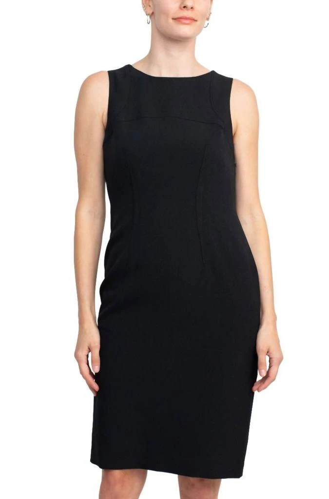 Le Suit Le Suit - Boat Neck Sleeveless Crepe Dress With Windowpane Jacket Set 4