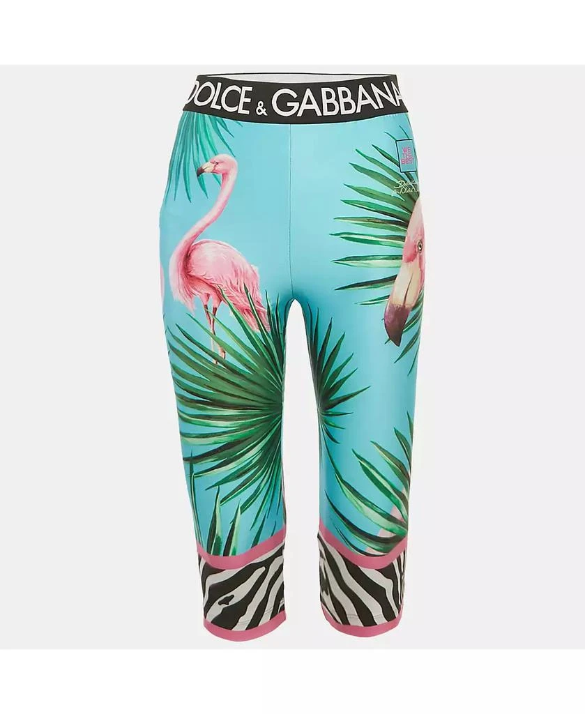 Pre-Owned Dolce 
Gabbana Women
s X Khaled Khaled Multicolor Flamingo Print Jersey Leggings