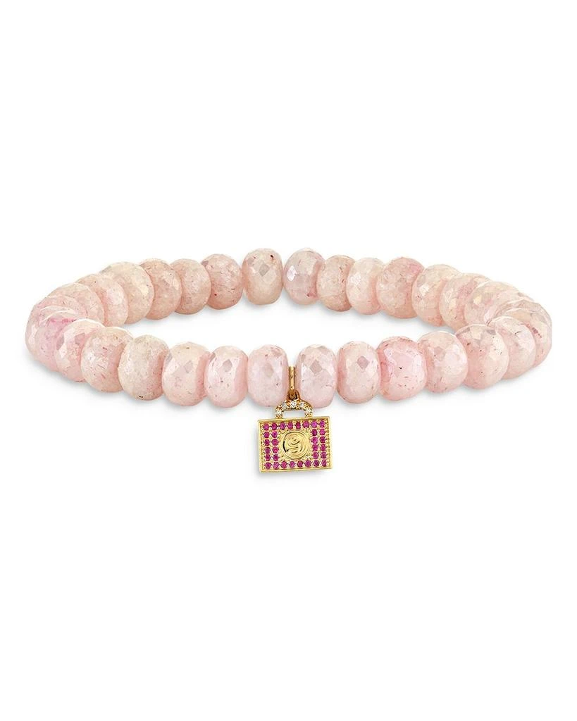 Sydney Evan Wicked x Sydney Evan 14K Yellow Gold Glinda Luggage Charm Pink Beaded Bracelet 1