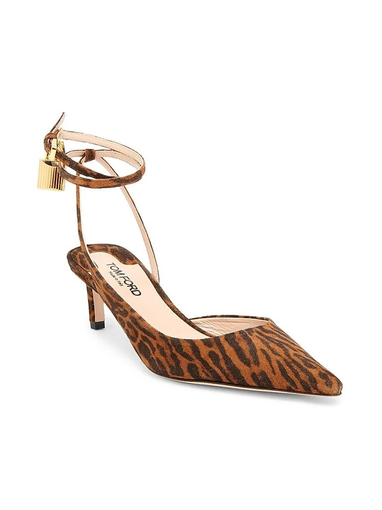 Tom Ford Padlock 55MM Ocelot Print Suede Slingback Pumps 2
