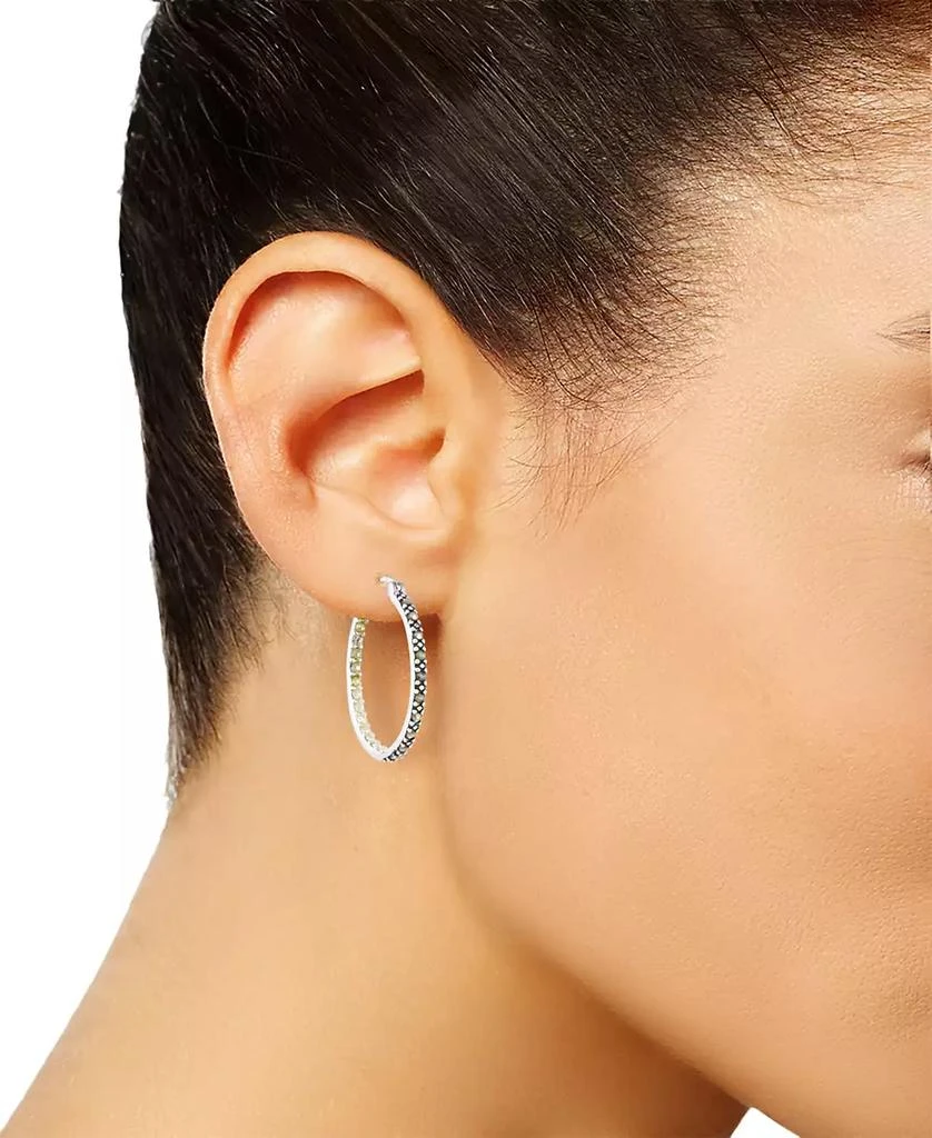 Macy's Marcasite (1/3 ct. t.w.) & Crystal In & Out Small Hoop Earrings in Sterling Silver, 1" 2