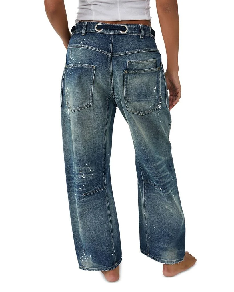 Free People We The Free Moxie Low Slung Pull On Barrel Jeans in Timeless Blue 3