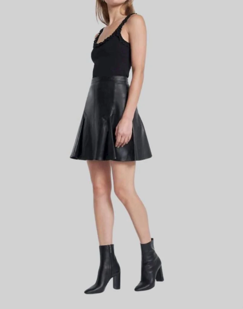 7 For All Mankind Leather Mini Skirt In Black 2