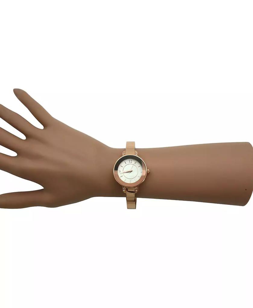 Olivia Pratt Rose Gold Metallic Round Face Bangle Women Watch