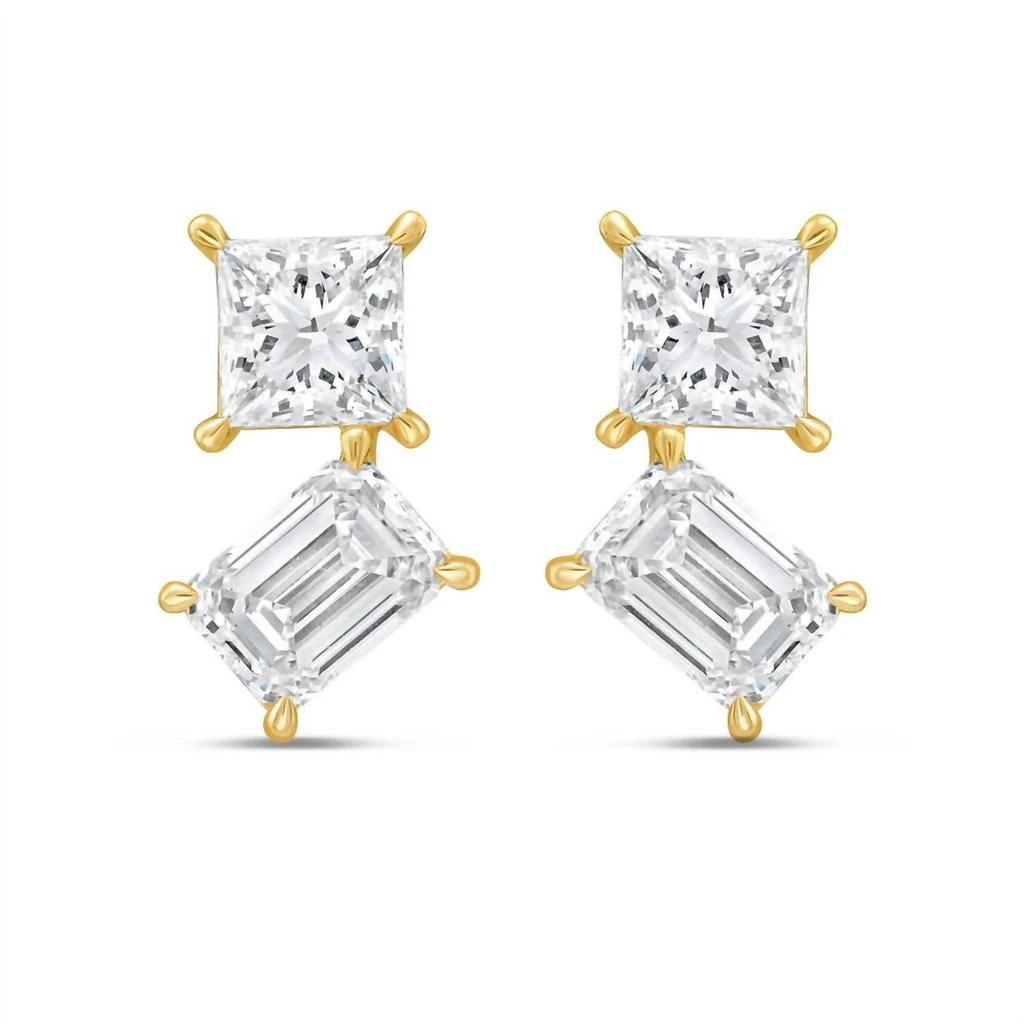 Diana M Jewels Diana M Jewels - Women
s Princess 
Emerald Lab-Grown Diamond Stud Earrings (5.00 Ct) - Statement 2