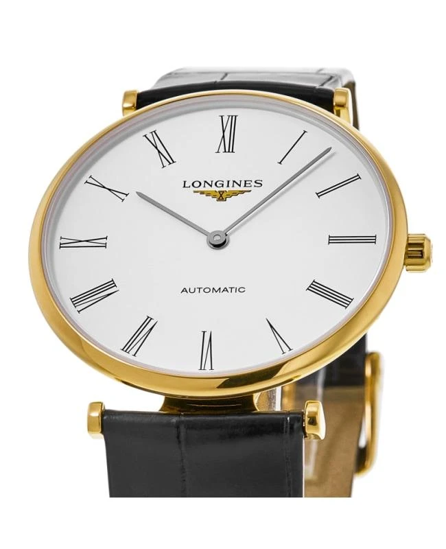 Longines Longines La Grande Classique Automatic White Roman Dial Yellow Gold Plated Leather Strap Men's Watch L4.918.2.11.2 2