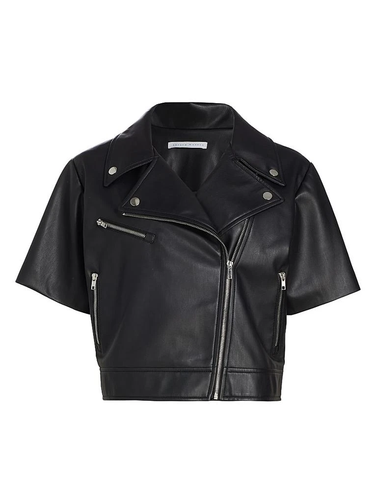 Susana Monaco Short-Sleeve Faux Leather Moto Jacket 1