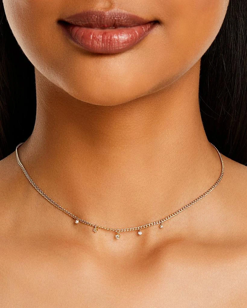 Zoe Chicco Zoe Chicco 14K Yellow Gold Prong Diamonds Diamond Dangle Necklace, 14-16" 2