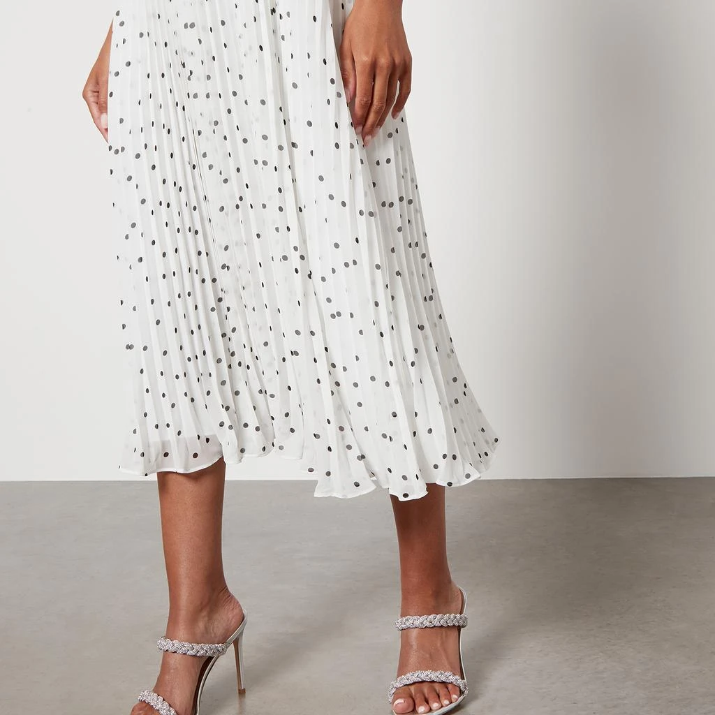 Self Portrait Polka-Dot Pleated Chiffon Midi Dress 4