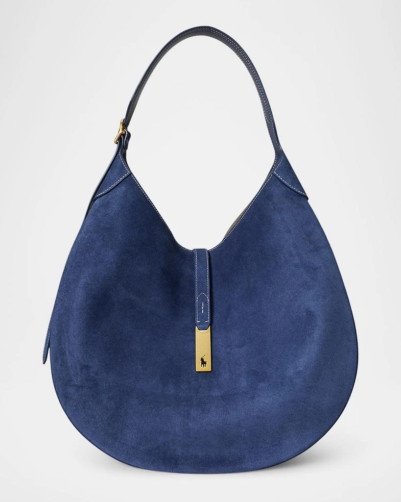 Ralph Lauren Polo ID Suede Medium Shoulder Bag
