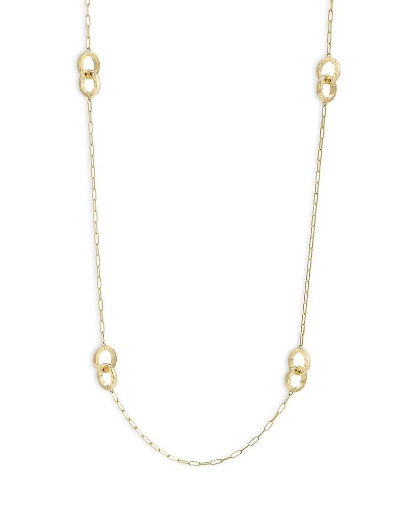 L. Klein 18K Yellow Gold Duetto Interlocking Hammered Link Necklace, 30" 1