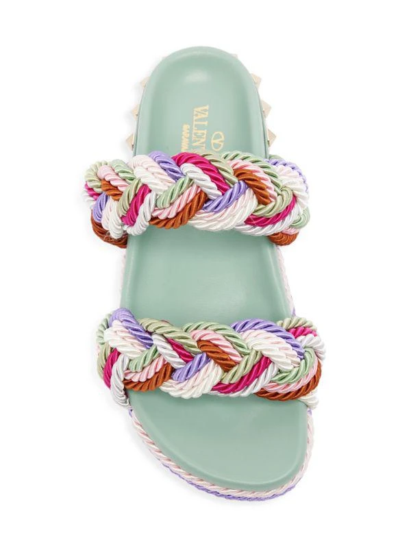 Valentino Rockstud Braided Leather Sandals 5