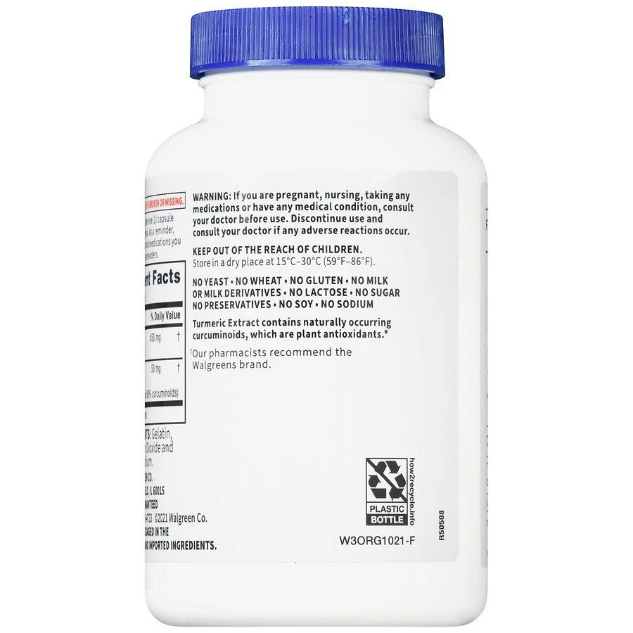 Walgreens Turmeric 500 mg per Serving Capsules (120 days) 5