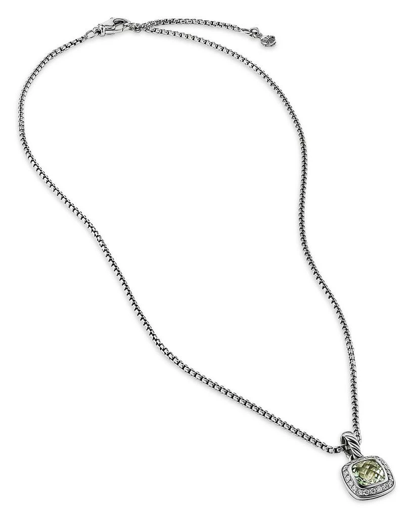 David Yurman Petite Albion® Pendant Necklace in Sterling Silver with Prasiolite and Diamonds, 7mm 3