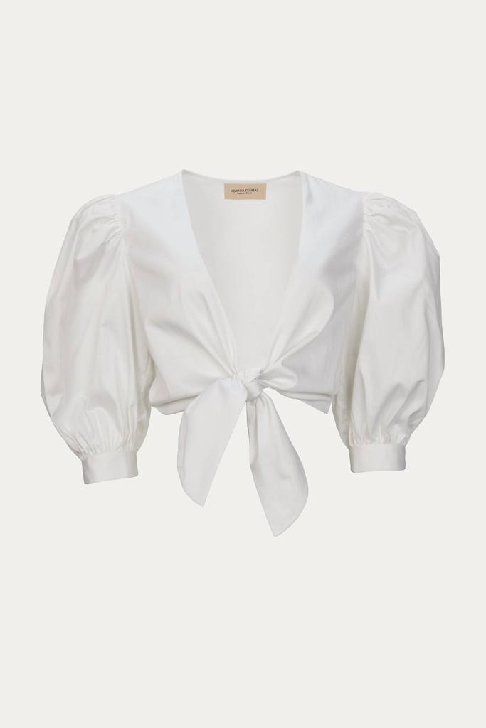 Adriana Degreas SOLID PUFF-SLEEVE CROPPED BLOUSE